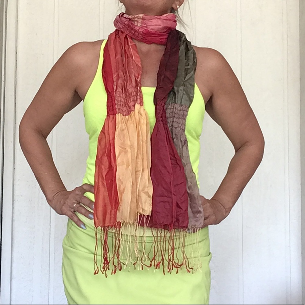 VINTAGE SILK MULTI COLORED BOHEMIAN  SCARF